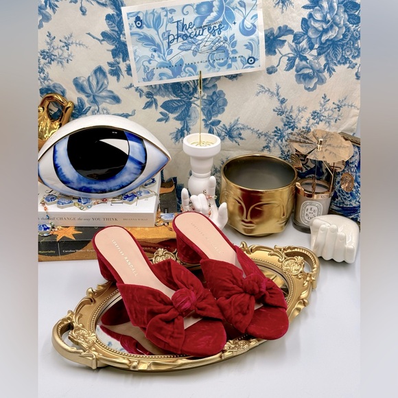 🆕 LOEFFLER RANDALL 🧿 NWOB Celeste Knotted Velvet Block Mid Heel Slide, Sz 7 - Picture 2 of 14